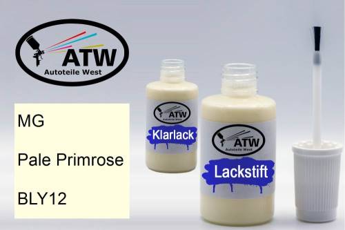 MG, Pale Primrose, BLY12: 20ml Lackstift + 20ml Klarlack - Set, von ATW Autoteile West.